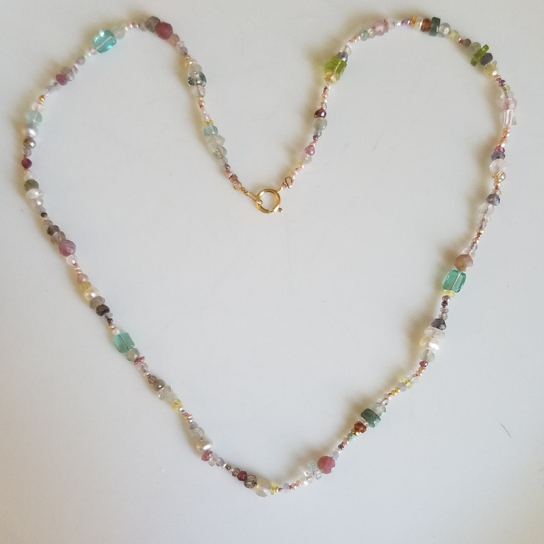 Cheerful string of gems necklace, handcrafted by Antiqua Jewelry (view 2)