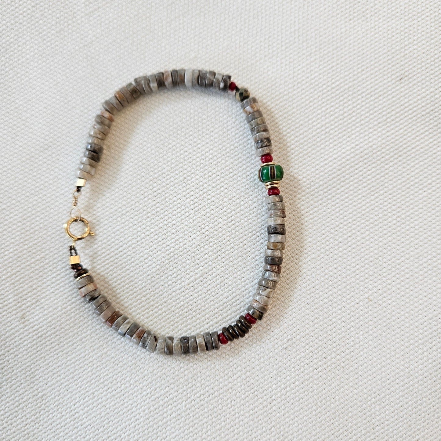Jasper with African bead bracelet, handcrafted by Antiqua Jewelry