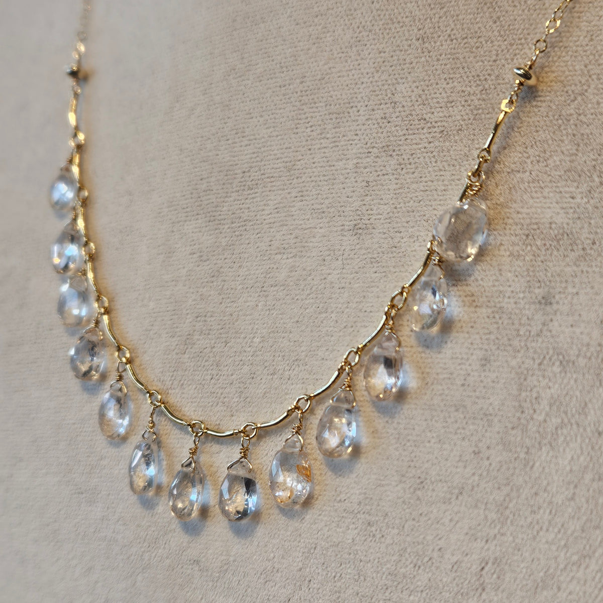 Topaz dew drops Necklace, handcrafted by Antiqua Jewelry