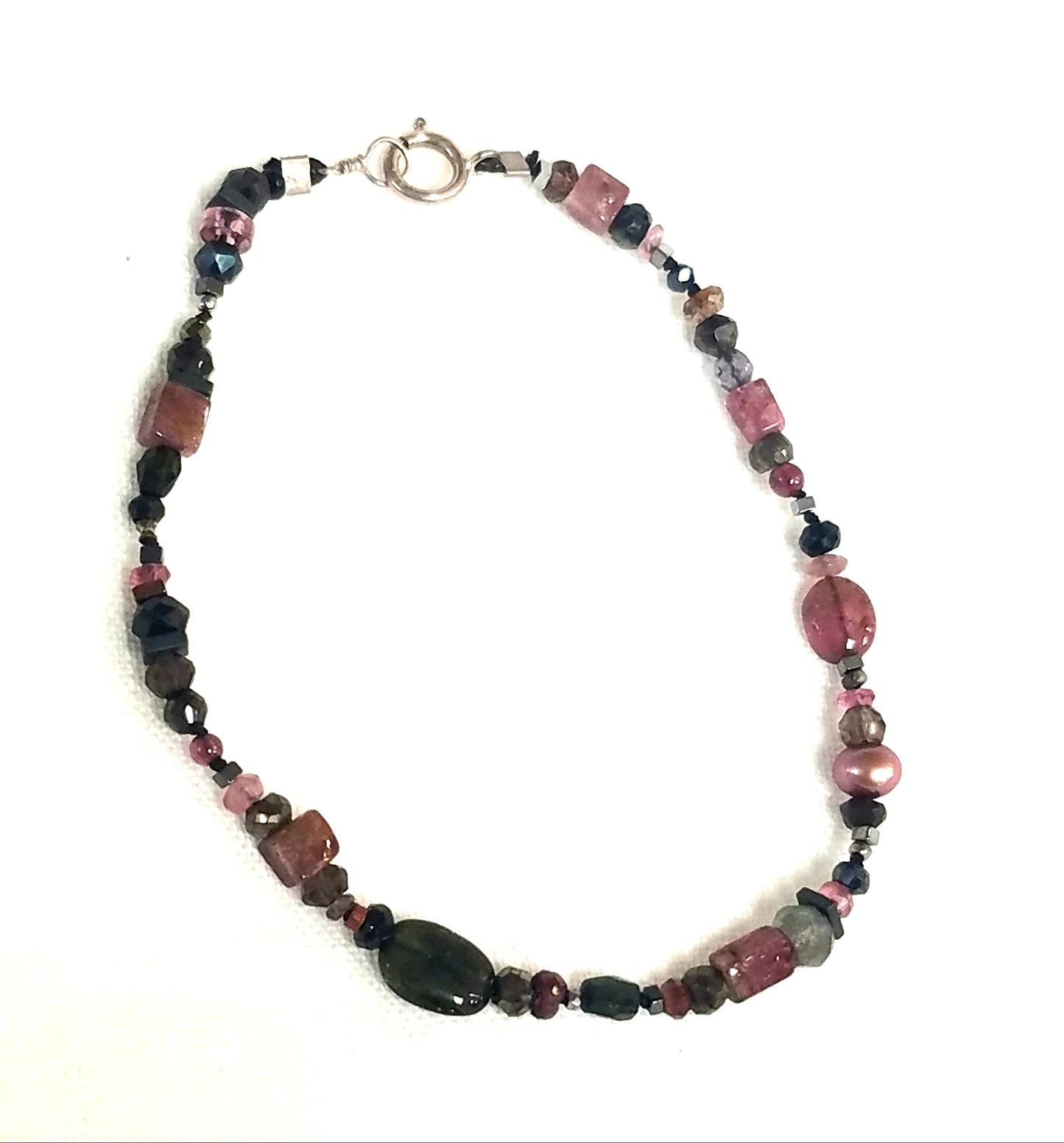 Pyrite Tourmaline bracelet in gray, handcrafted by Antiqua Jewelry