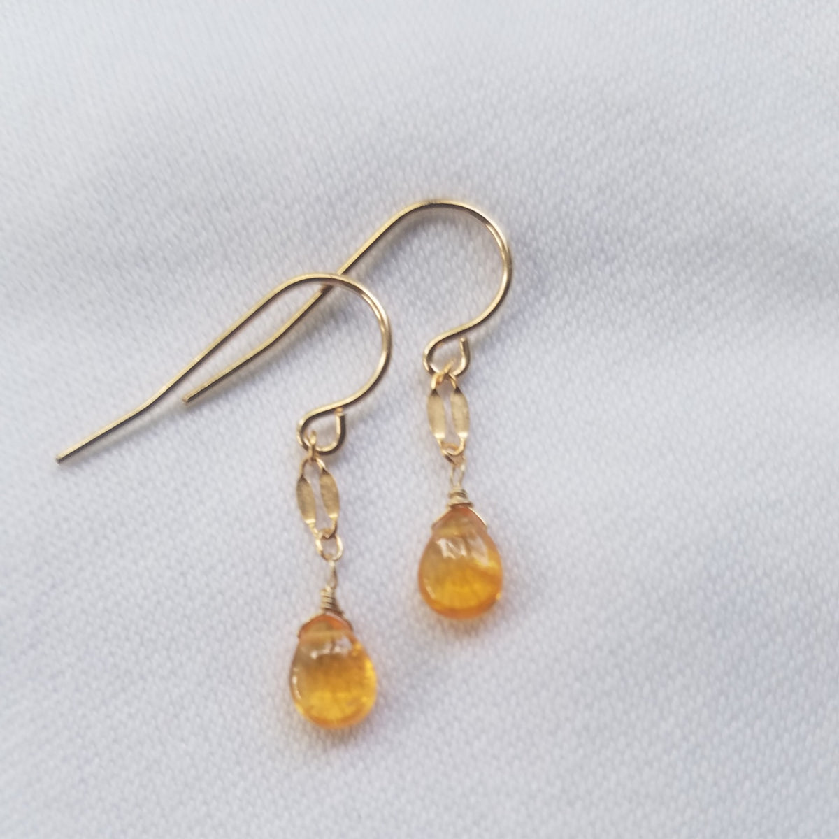 Mandarine garnet earrings in red, handcrafted by Antiqua Jewelry