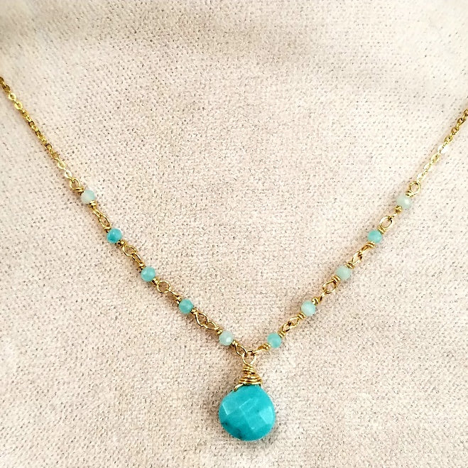 Drop of Turquoise necklace, handcrafted by Antiqua Jewelry