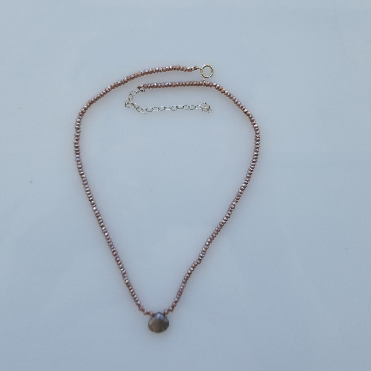 Chocolate Moonstone necklace, choker, handcrafted by Antiqua Jewelry