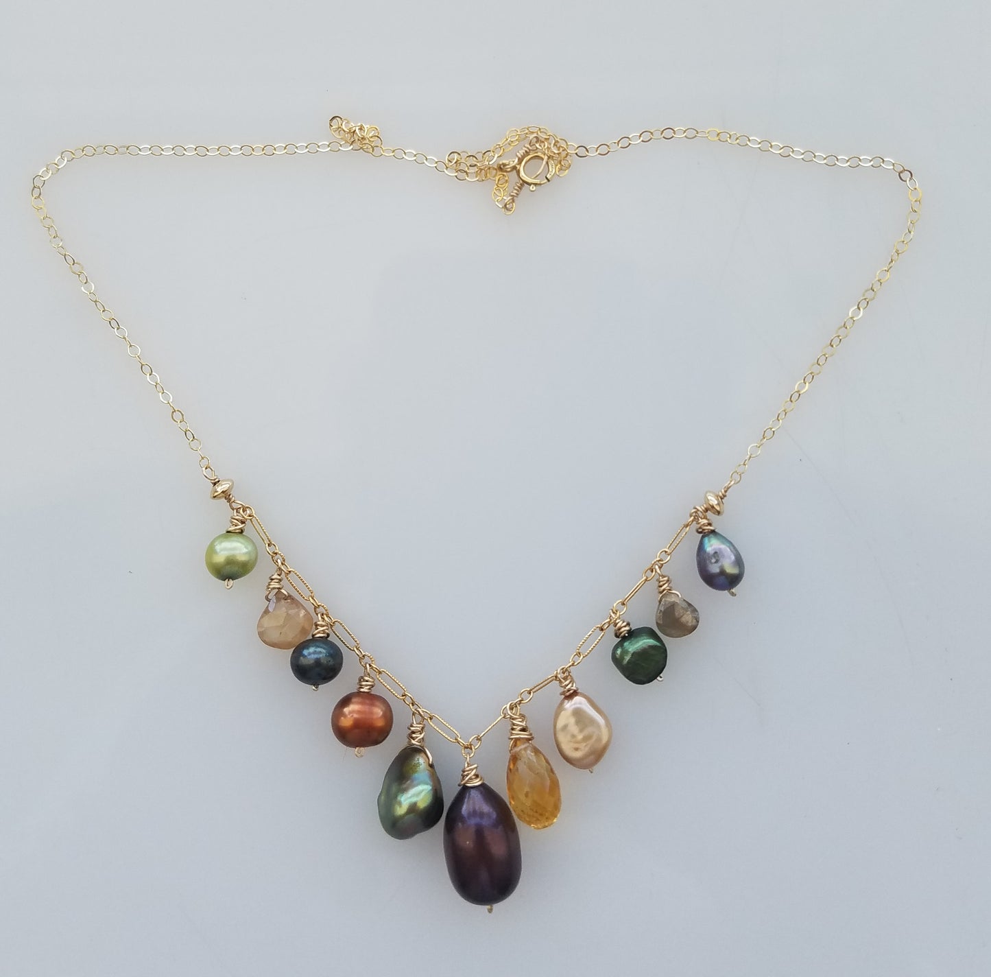 Colors of nature necklace, handcrafted by Antiqua Jewelry