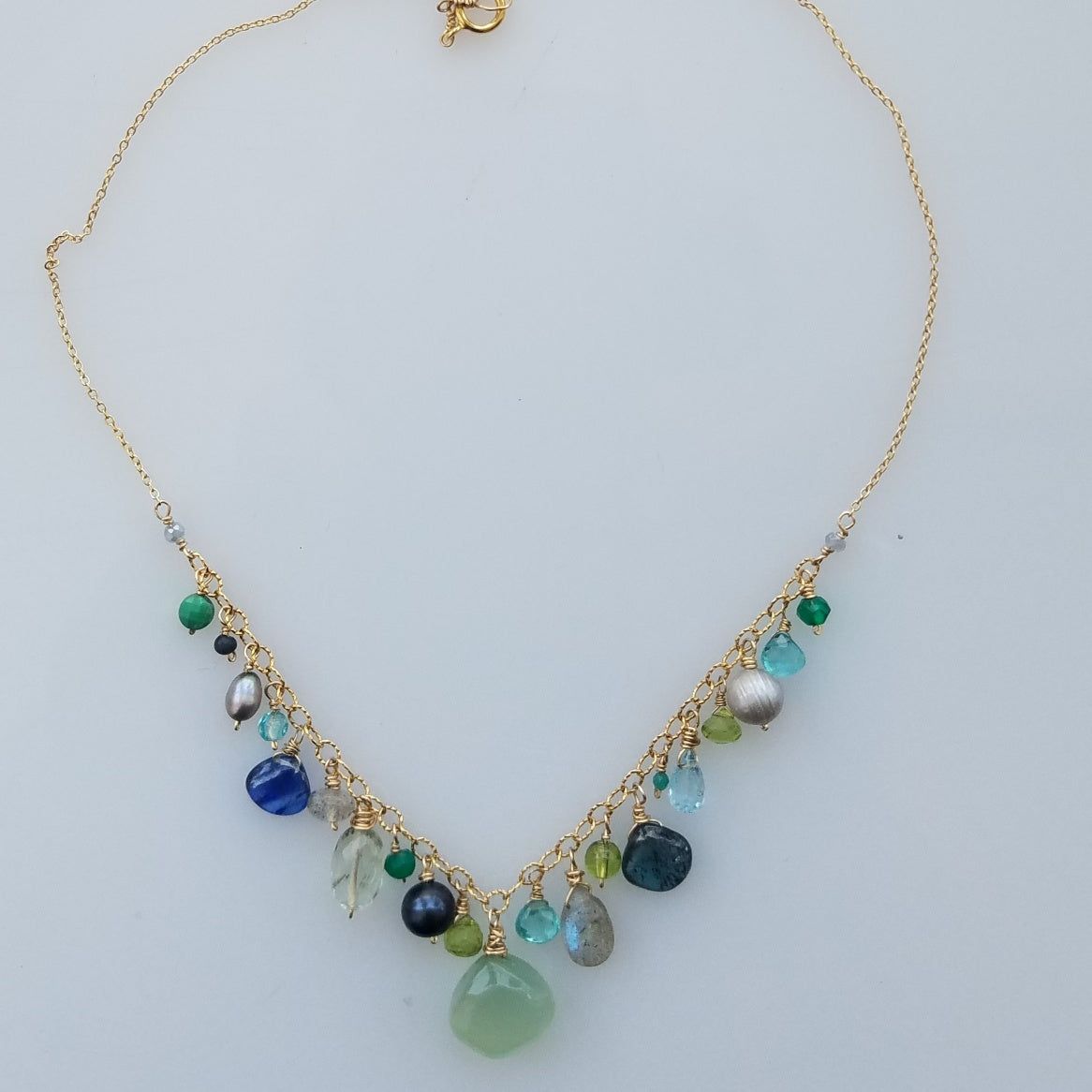 Summer blues necklace, handcrafted by Antiqua Jewelry