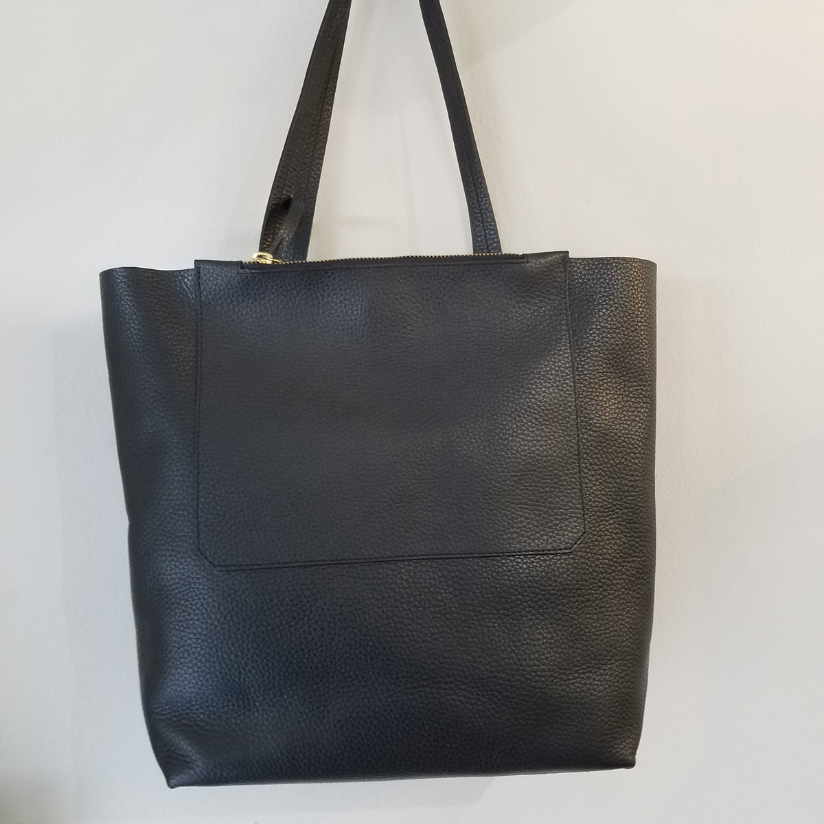 Double zip black tote, hand bag
