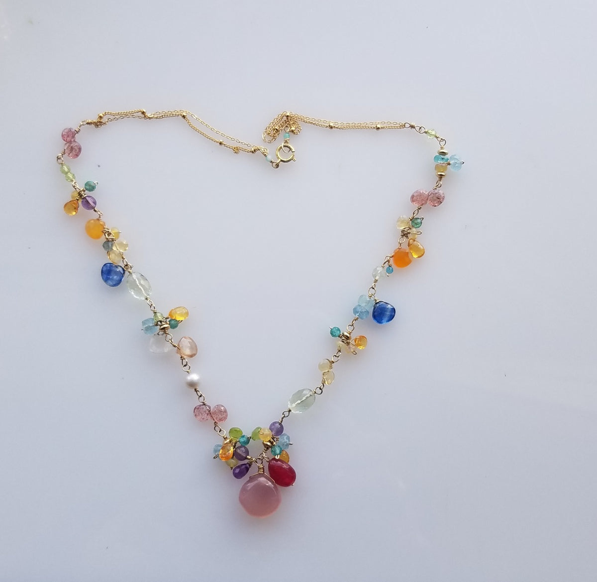 Gem party necklace, handcrafted by Antiqua Jewelry