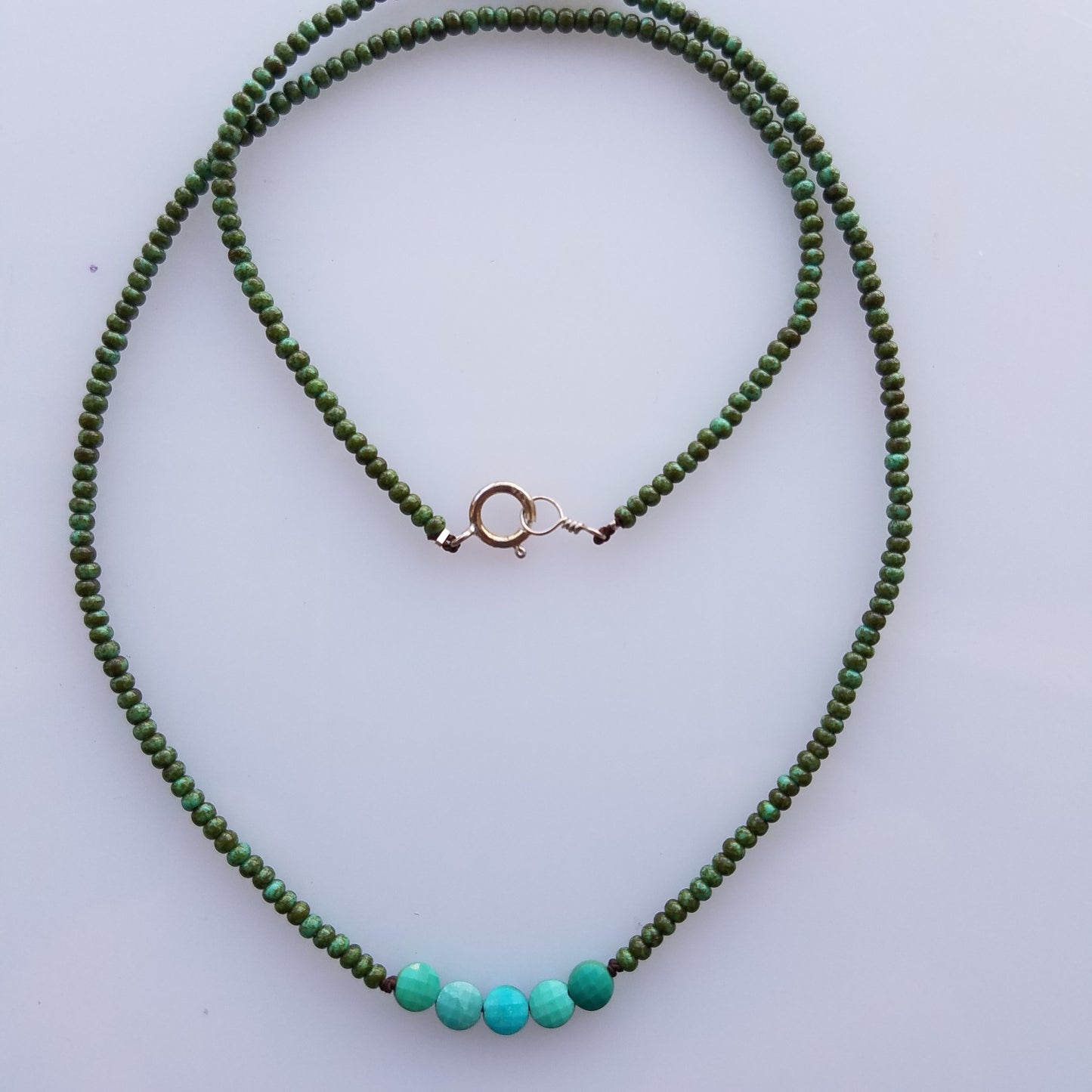 Precious turquoise necklace in blue, handcrafted by Antiqua Jewelry