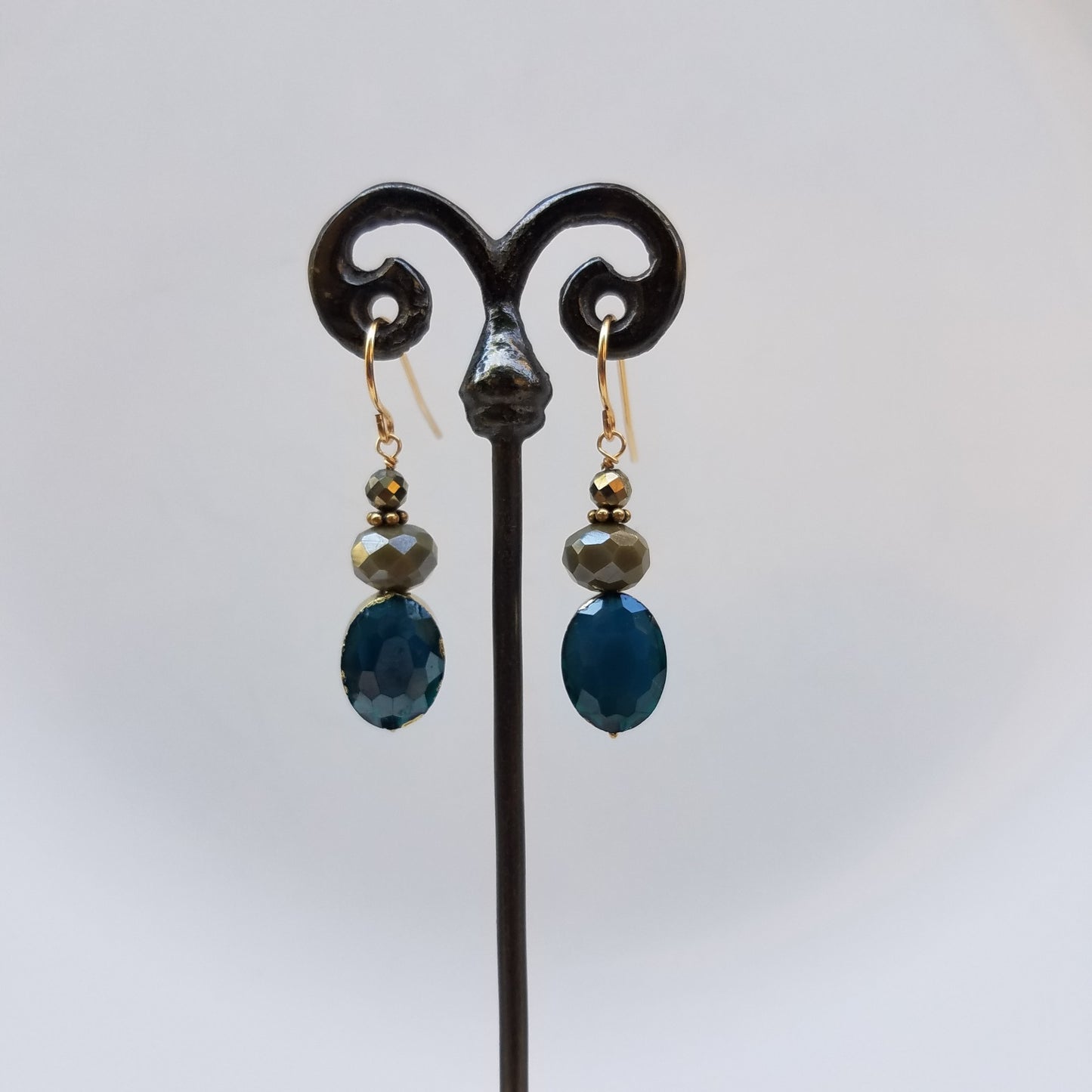 Teal green earrings, handcrafted by Antiqua Jewelry