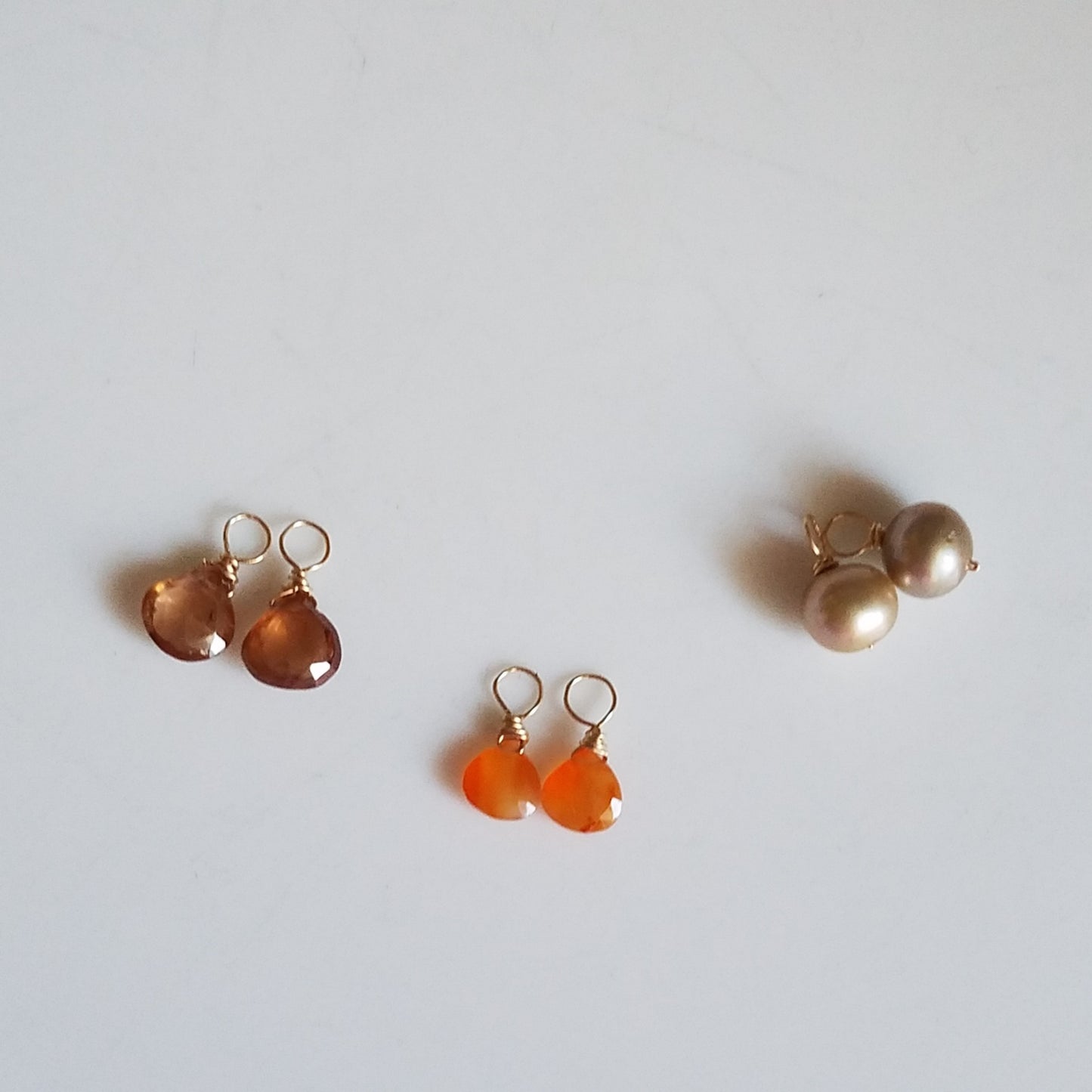 Earth tones charms for your hoop earrings, handcrafted by Antiqua Jewelry