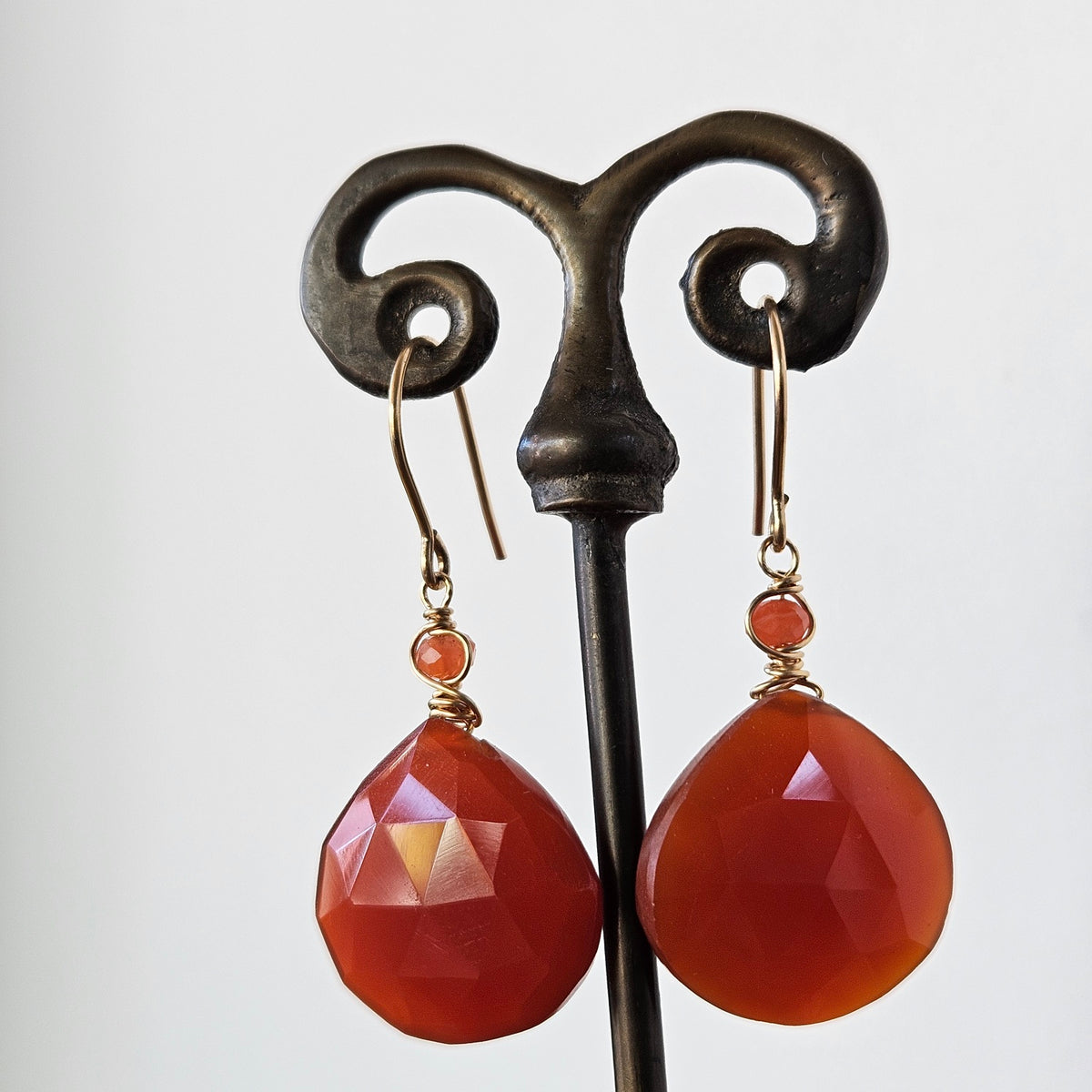 Energetic Carnelian earrings in orange and other, handcrafted by Antiqua Jewelry