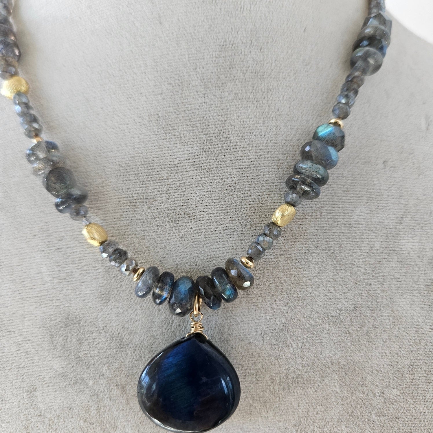 All size Lab necklace, handcrafted by Antiqua Jewelry
