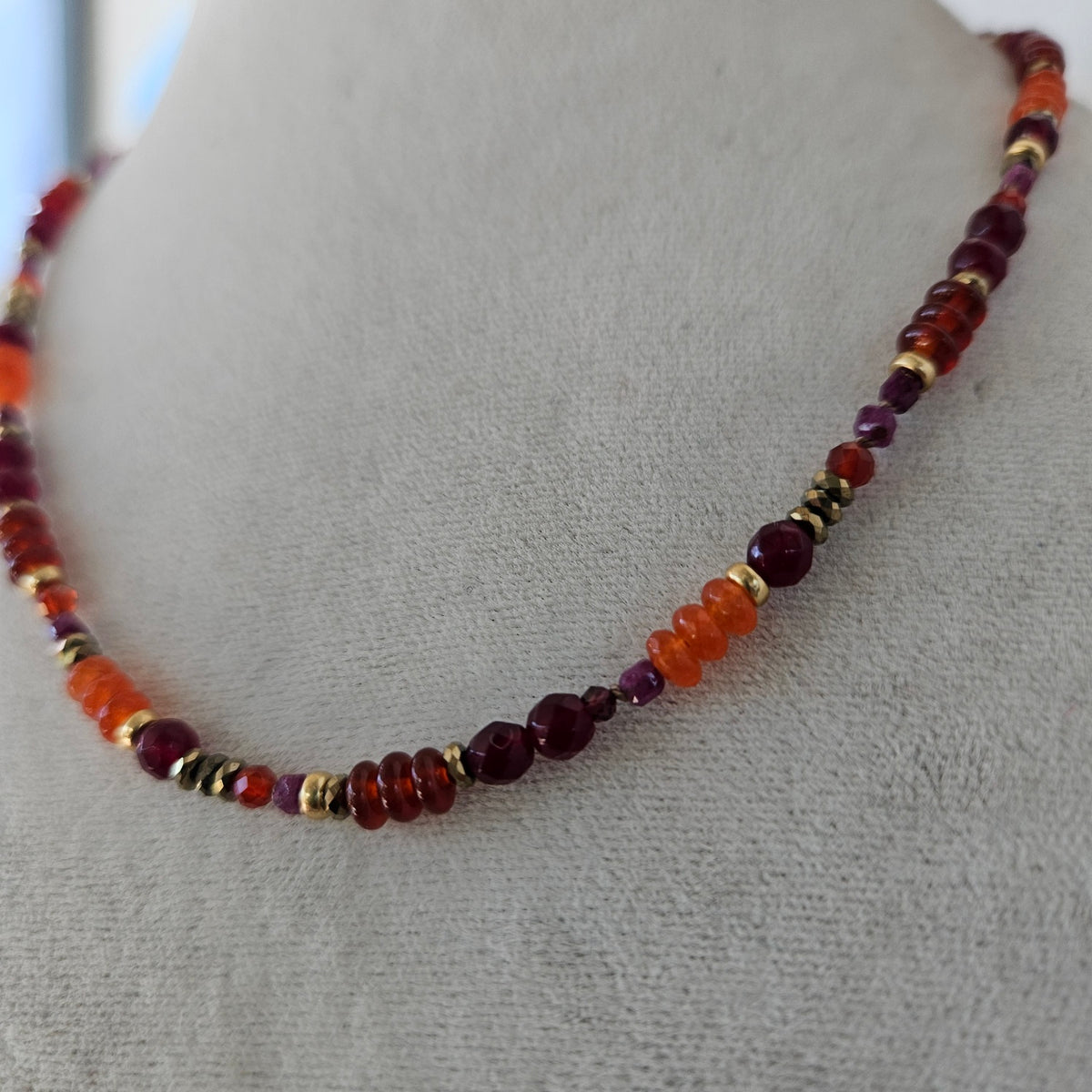 Autumn tones necklace, handcrafted by Antiqua Jewelry