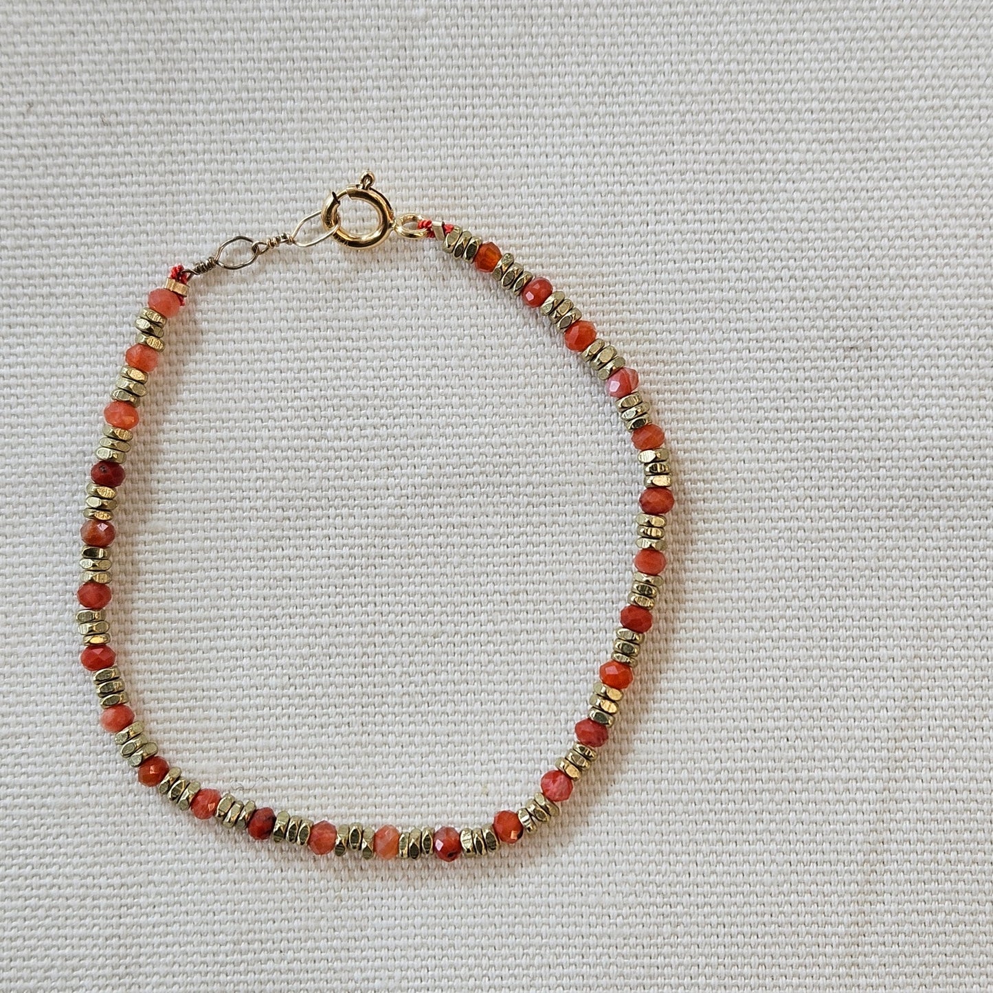 Botswana Agate bracelet in orange and other, handcrafted by Antiqua Jewelry
