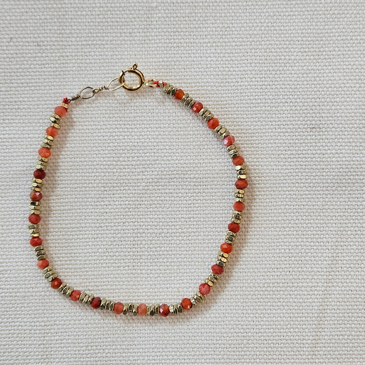 Botswana Agate bracelet in orange and other, handcrafted by Antiqua Jewelry