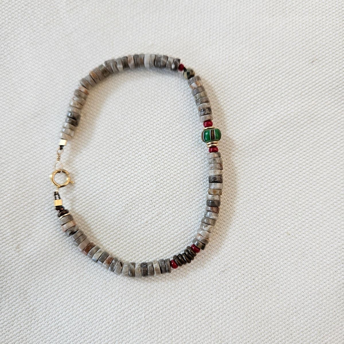 Jasper with African bead bracelet, handcrafted by Antiqua Jewelry