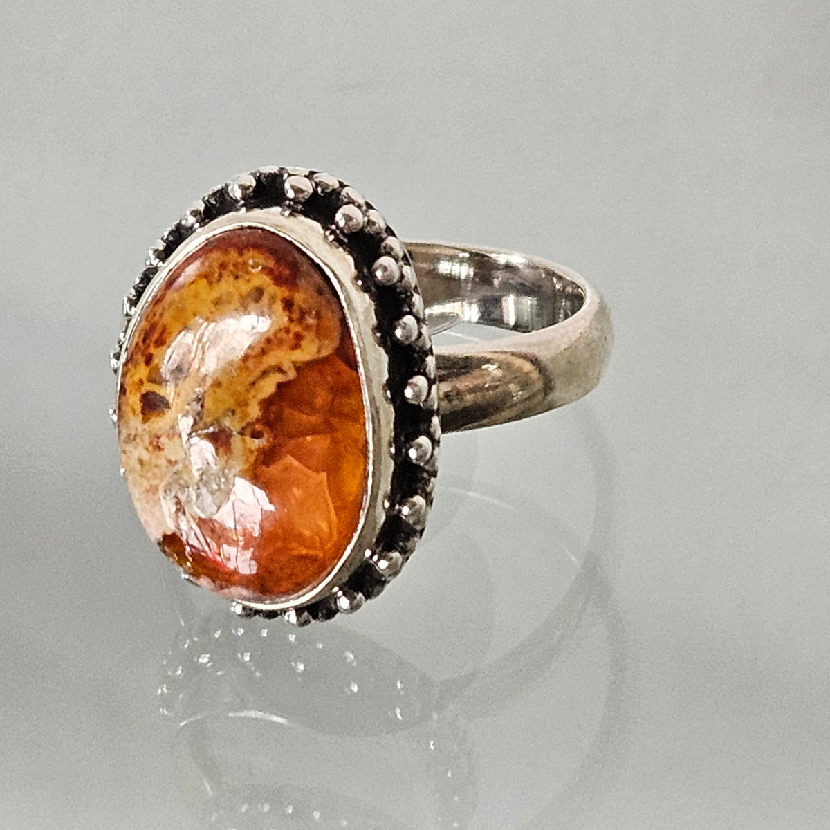 Fire Opal Ring, handcrafted by Antiqua Jewelry