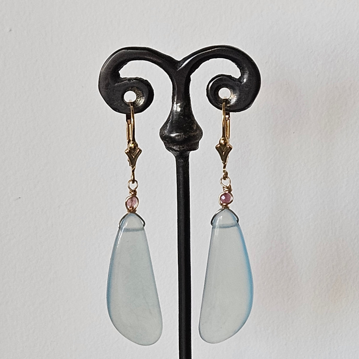 Aquamarine earrings in blue, handcrafted by Antiqua Jewelry