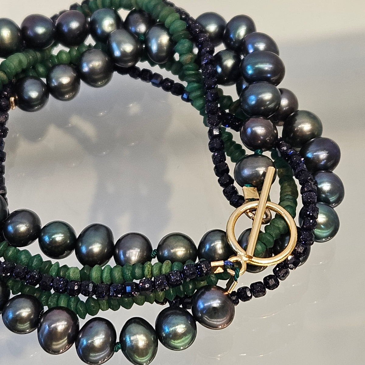 Midnight blue bracelet, handcrafted by Antiqua Jewelry