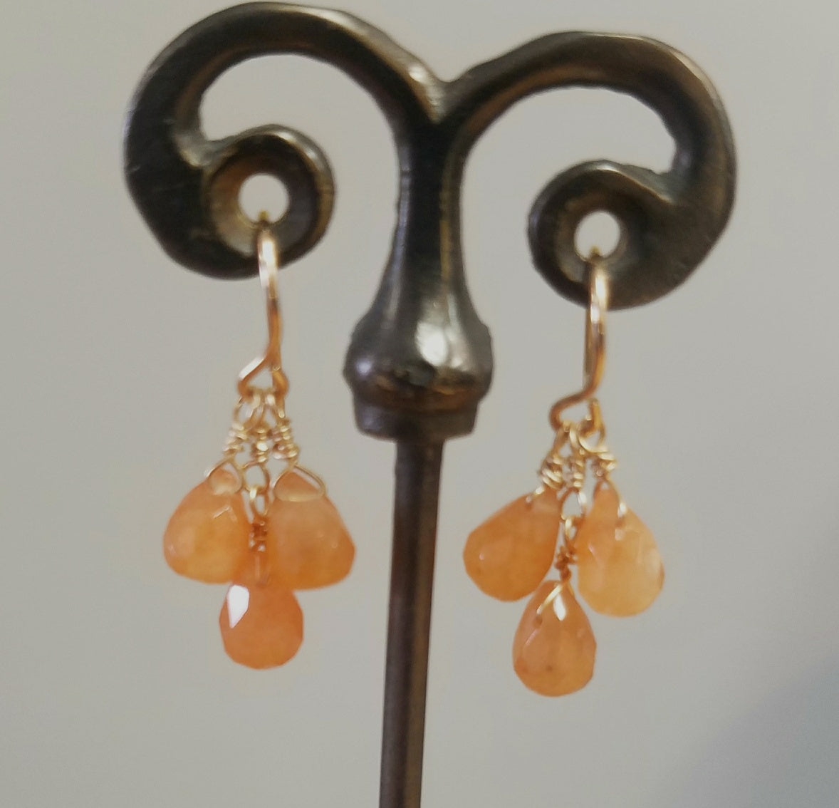 Carnelian cluster Earrings in red, handcrafted by Antiqua Jewelry