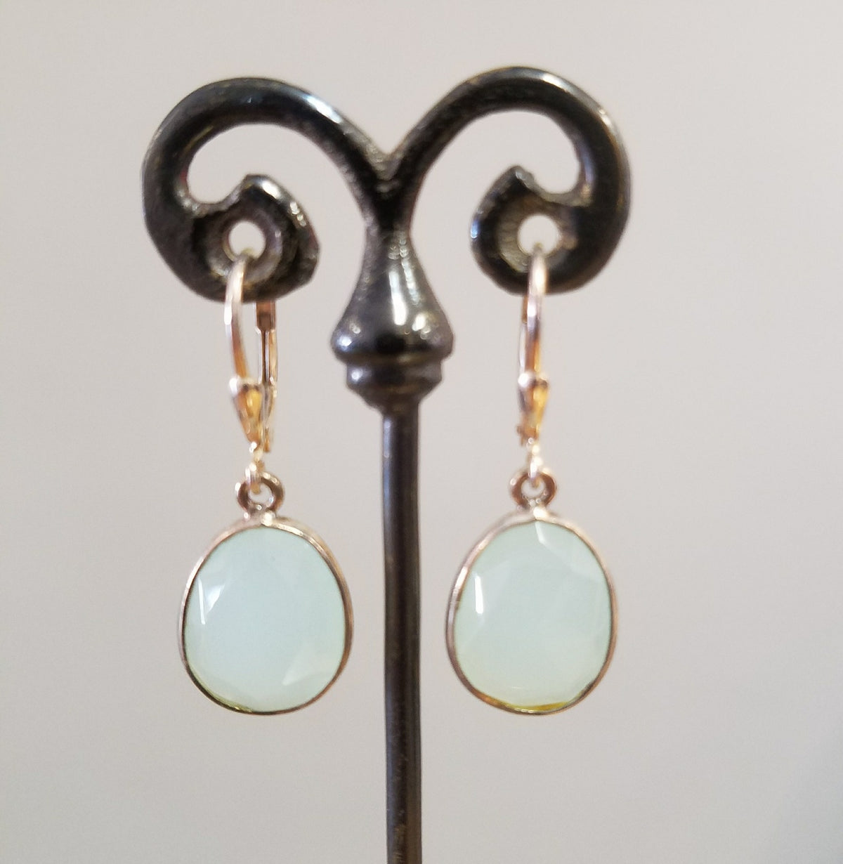 Light Chalcedony Earrings, handcrafted by Antiqua Jewelry