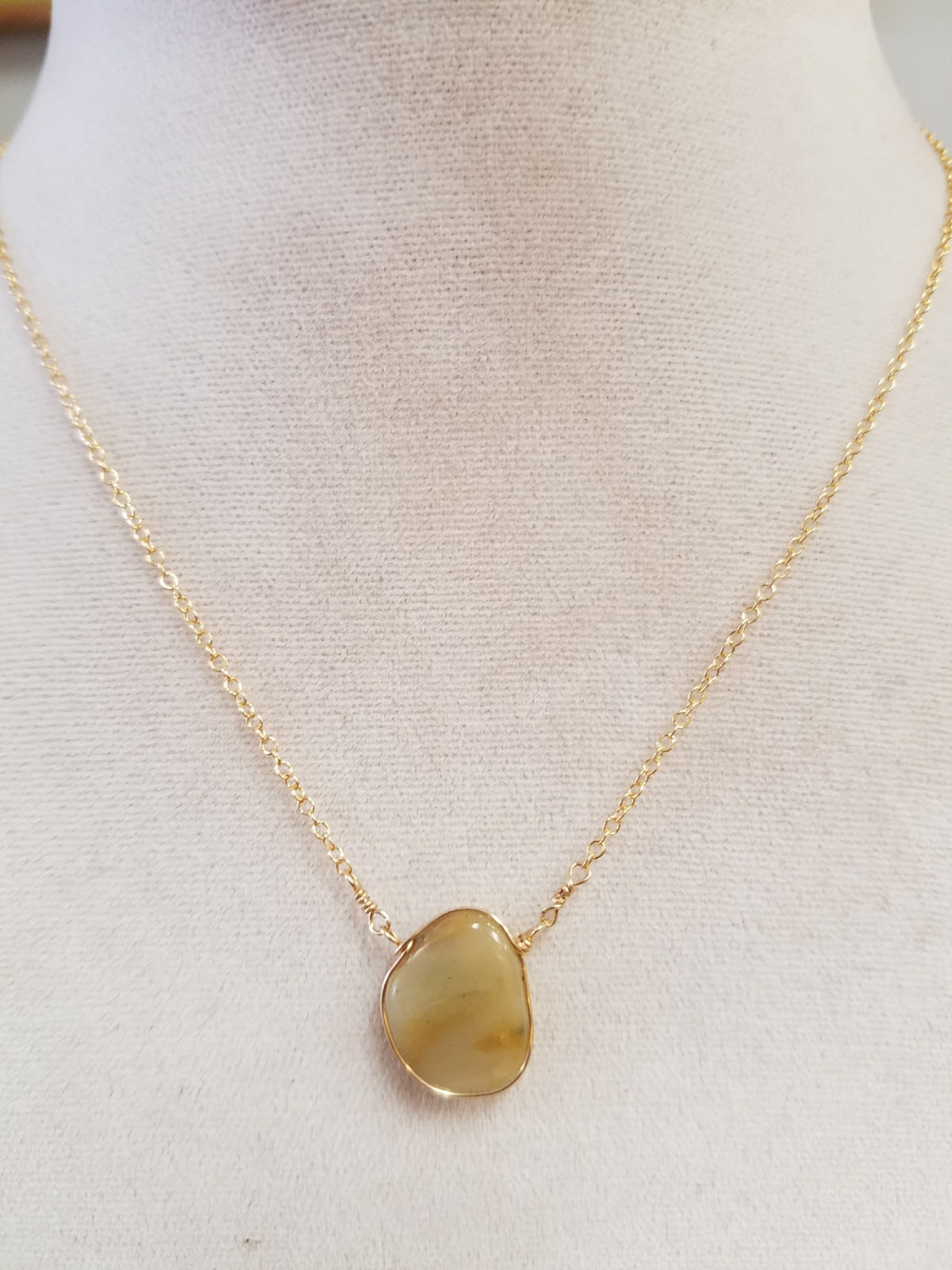 Amorphous Jade necklace in green, handcrafted by Antiqua Jewelry