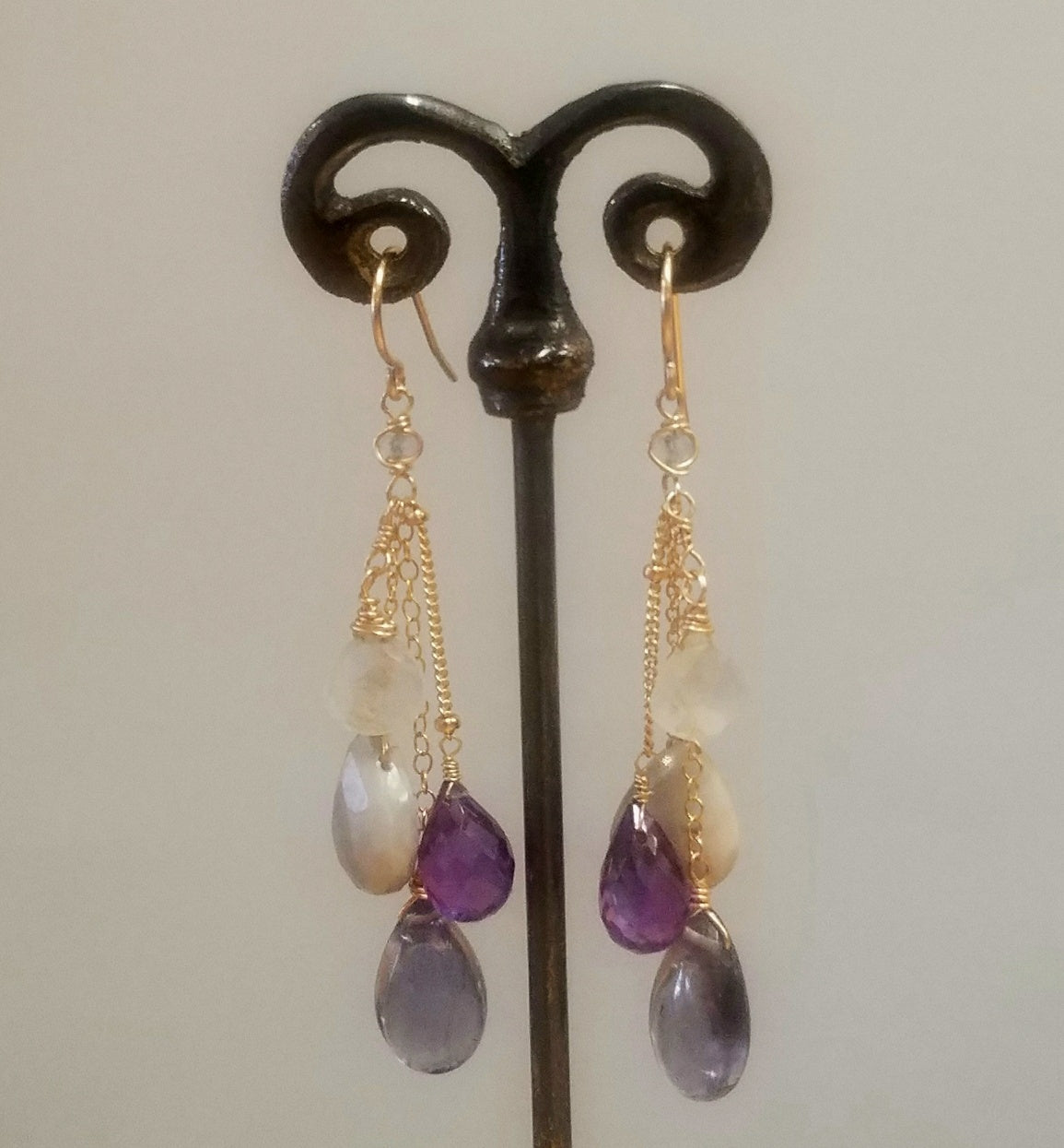 Gemming earrings, handcrafted by Antiqua Jewelry