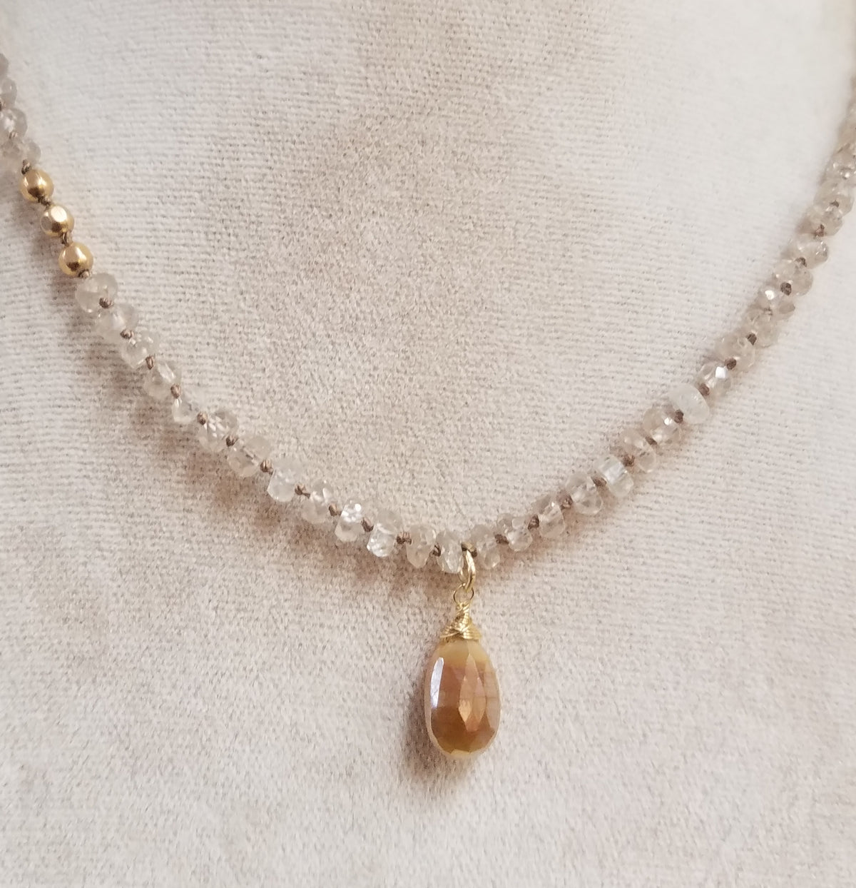 Clear zircon choker Necklace, handcrafted by Antiqua Jewelry