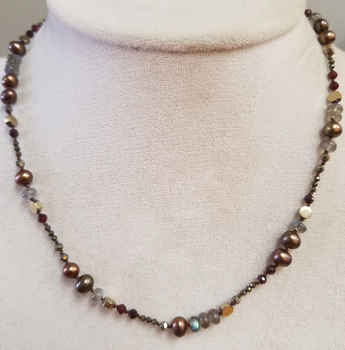 Shades of Brown necklace, handcrafted by Antiqua Jewelry