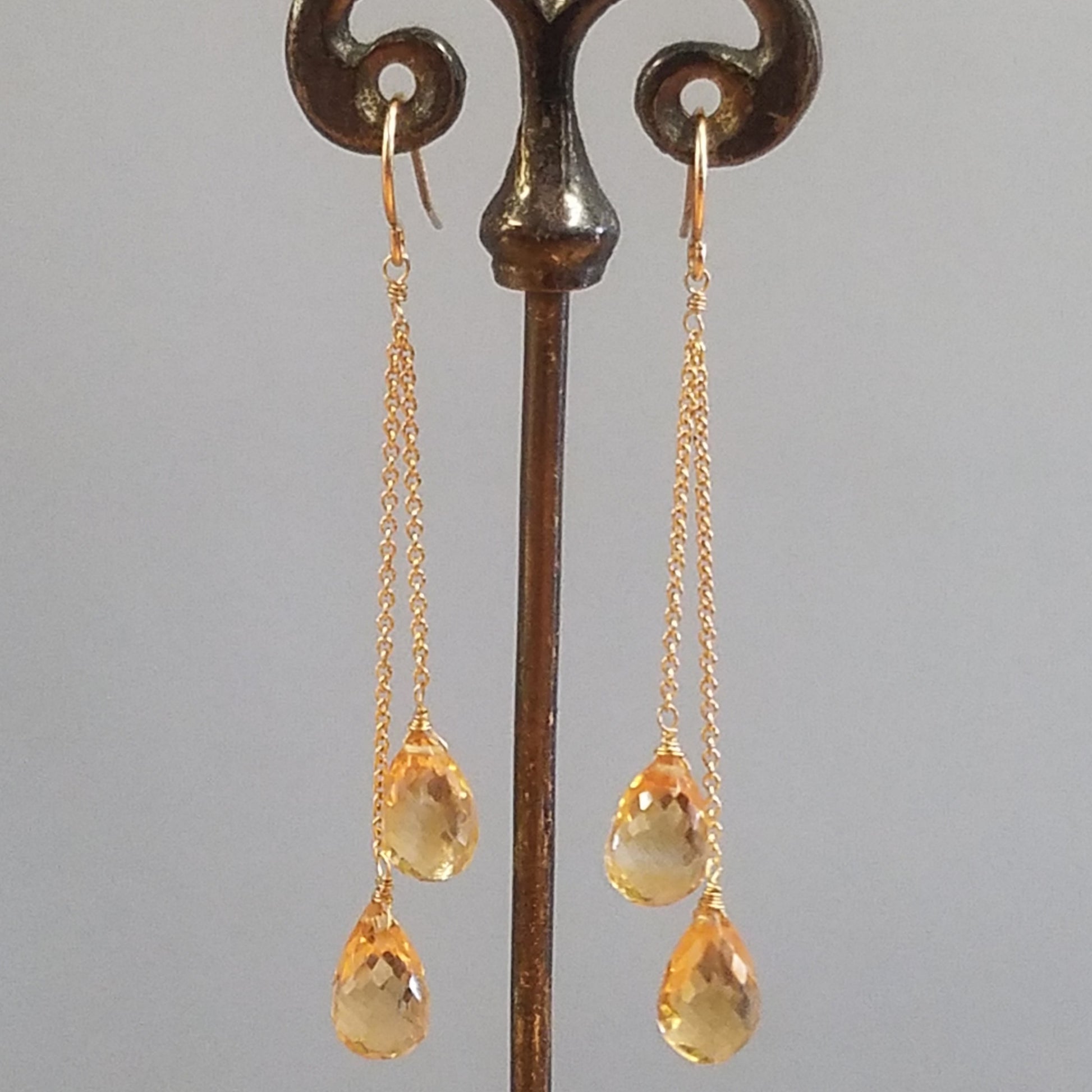 Sunny Citrine earrings in orange, handcrafted by Antiqua Jewelry