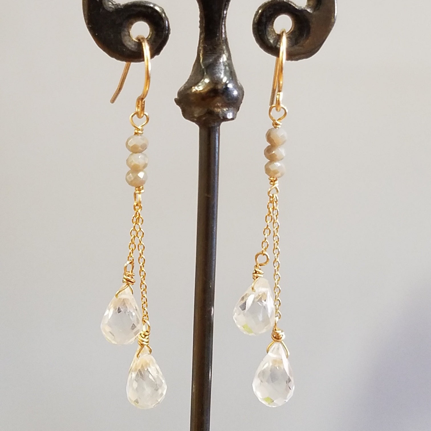 Day of clarity earrings, handcrafted by Antiqua Jewelry