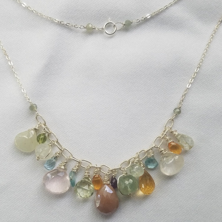 Multi gems necklace, handcrafted by Antiqua Jewelry