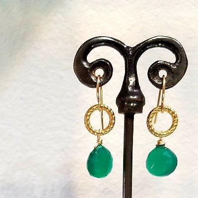 Green Onyx earrings, handcrafted by Antiqua Jewelry