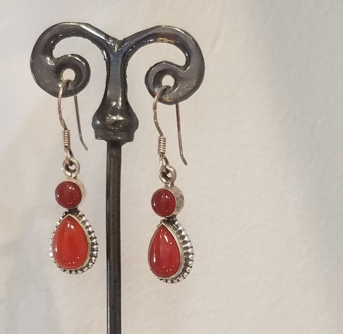 Carnelian earrings in red, handcrafted by Antiqua Jewelry
