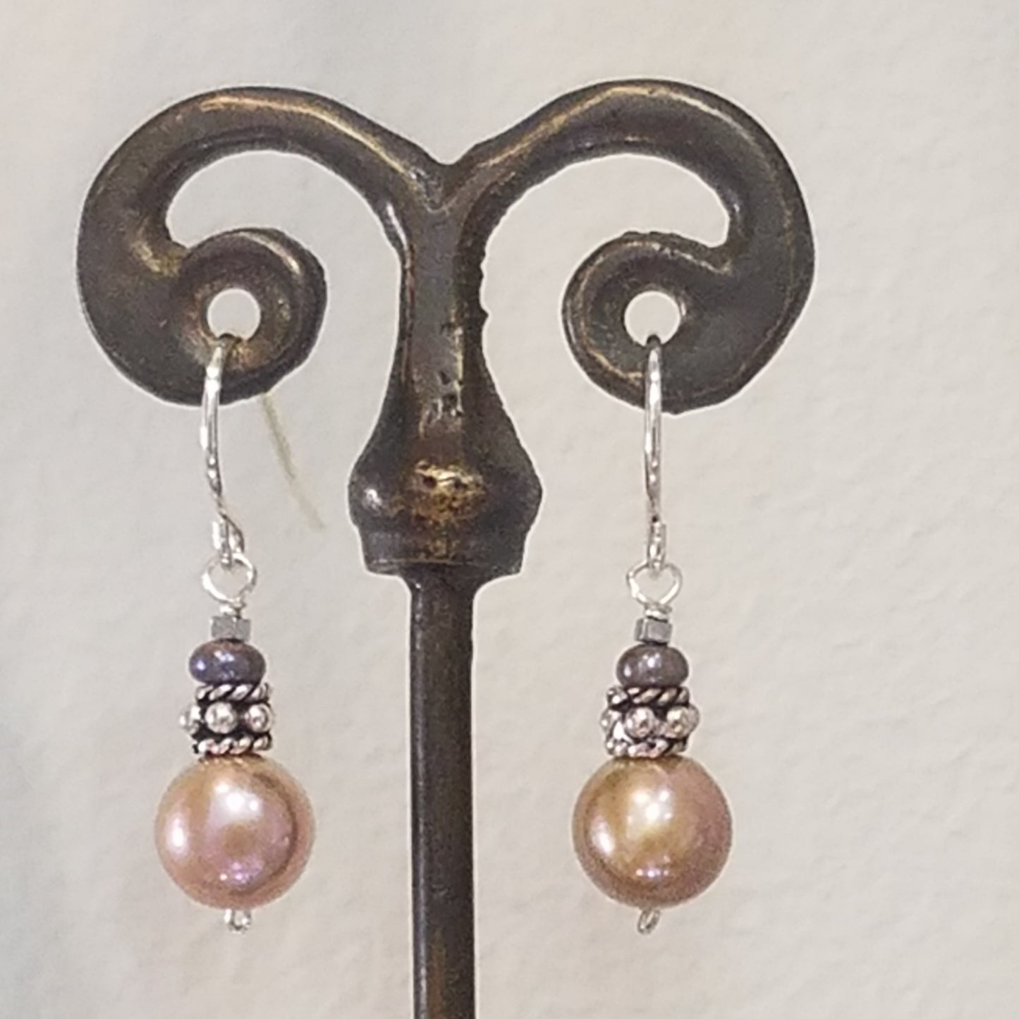 Luminance Pearl earrings in white, handcrafted by Antiqua Jewelry