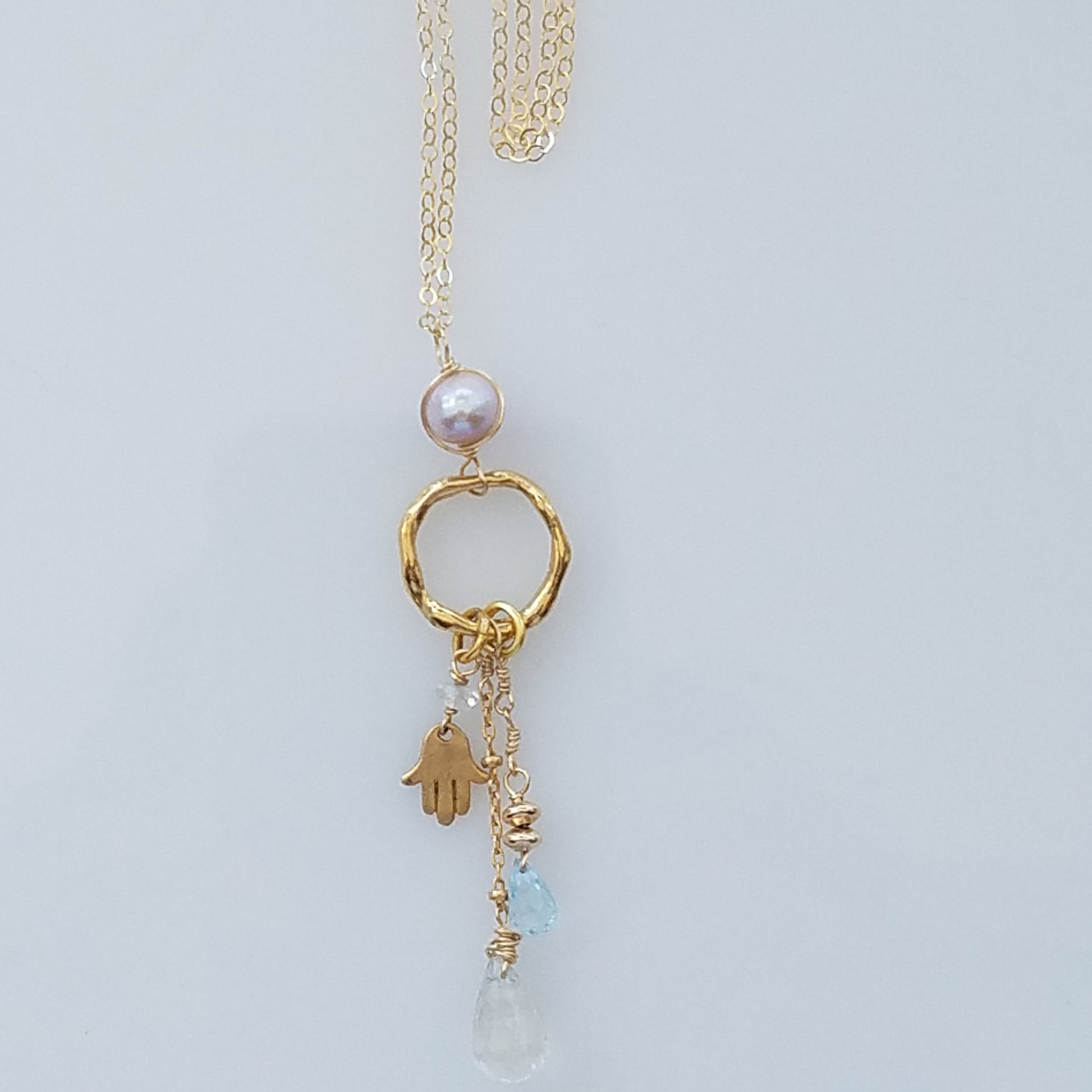 3 charms necklace, handcrafted by Antiqua Jewelry