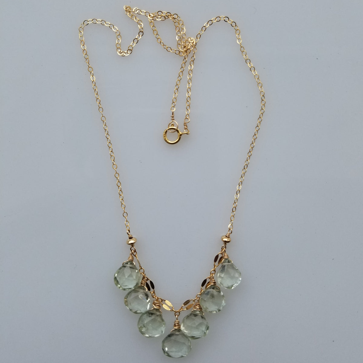 Green Amethyst necklace, handcrafted by Antiqua Jewelry