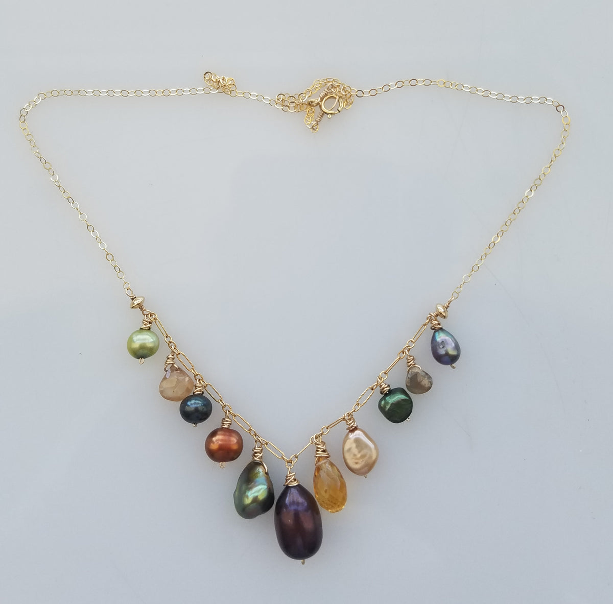 Colors of nature necklace, handcrafted by Antiqua Jewelry
