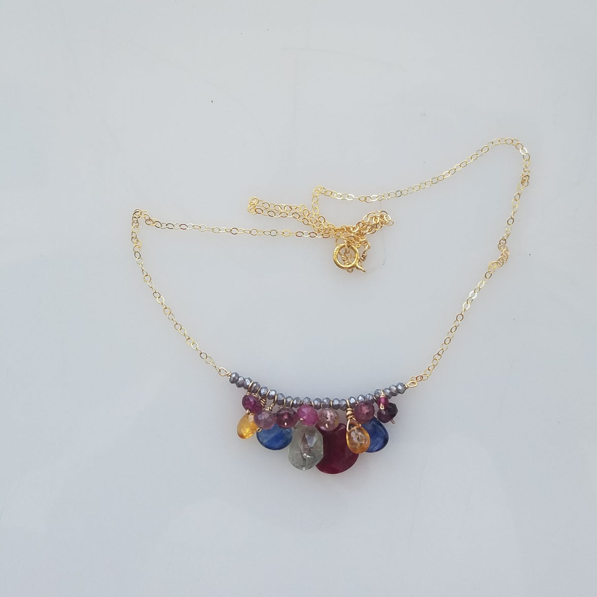 Multi gems necklace, handcrafted by Antiqua Jewelry