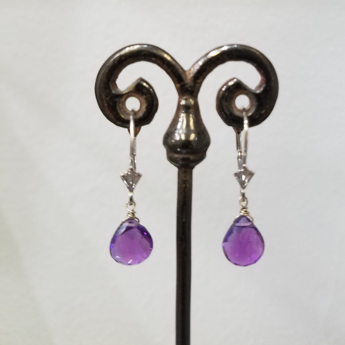 African Amethyst earrings in purple, handcrafted by Antiqua Jewelry