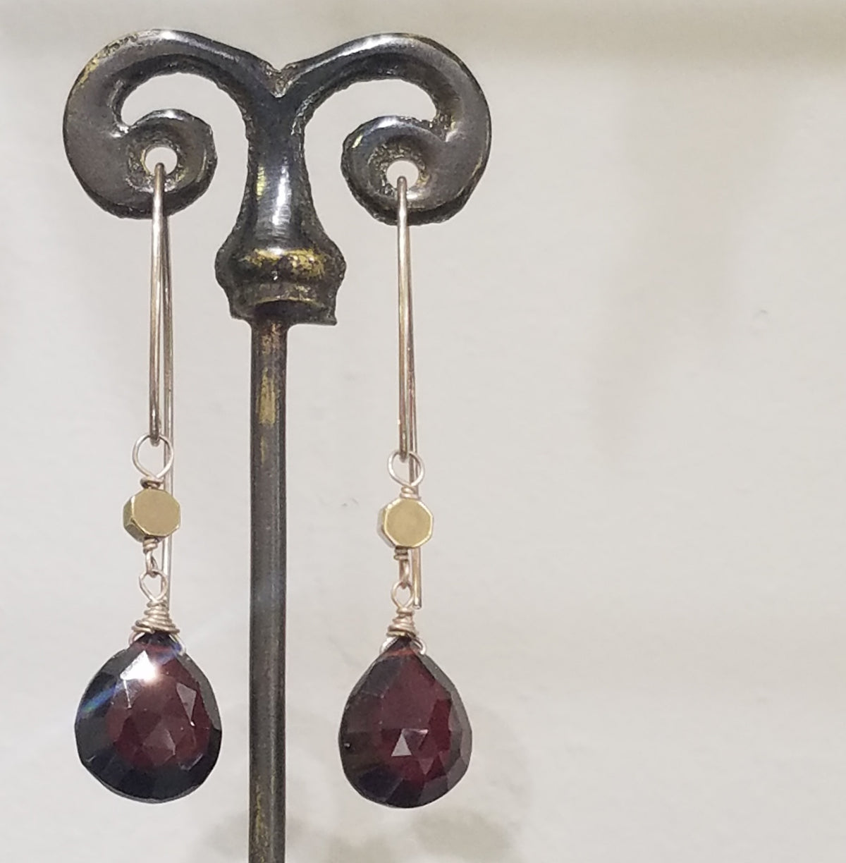 The big Garnet earrings in red, handcrafted by Antiqua Jewelry