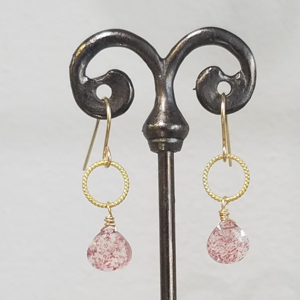 Pink specs earrings, handcrafted by Antiqua Jewelry