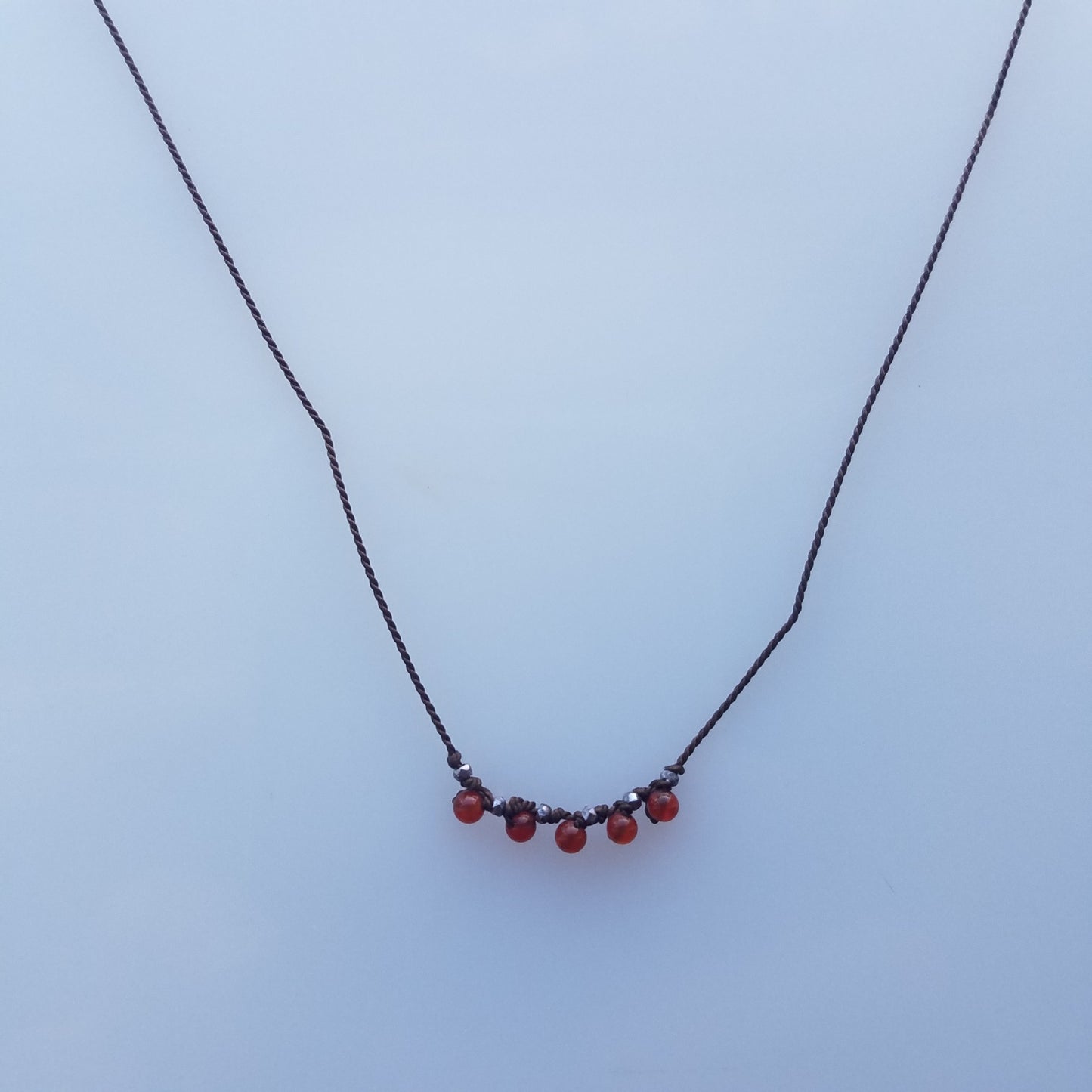 Dainty Carnilian necklace, handcrafted by Antiqua Jewelry