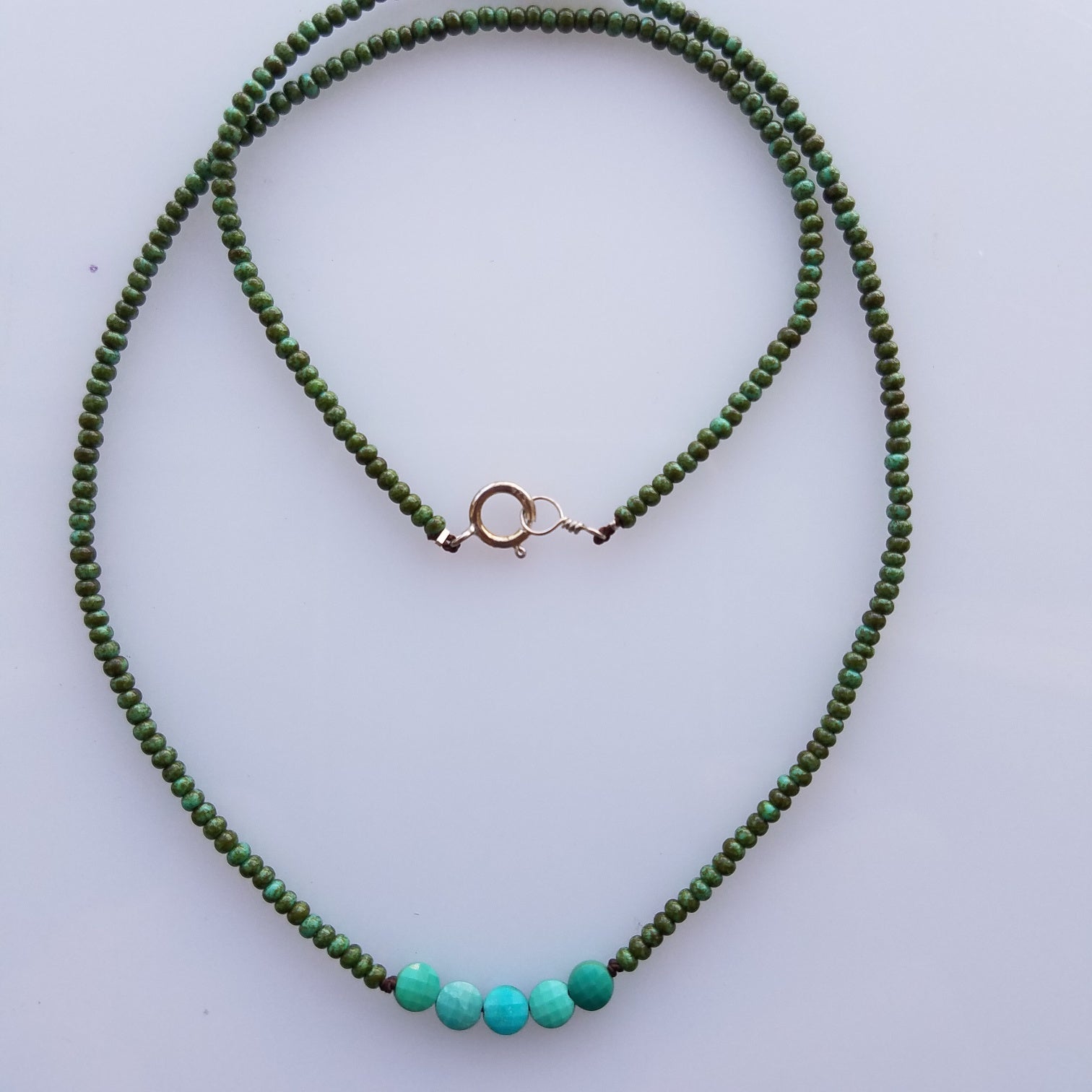 Precious turquoise necklace in blue, handcrafted by Antiqua Jewelry