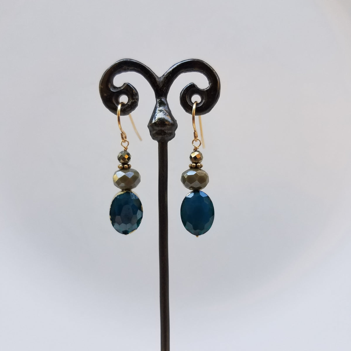 Teal green earrings, handcrafted by Antiqua Jewelry