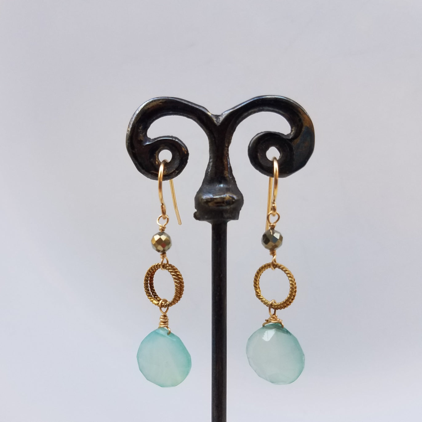 Chalcedony earrings, handcrafted by Antiqua Jewelry