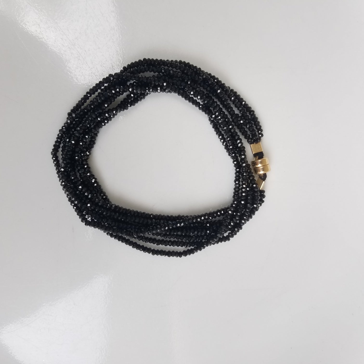 Black spinel bracelet, handcrafted by Antiqua Jewelry