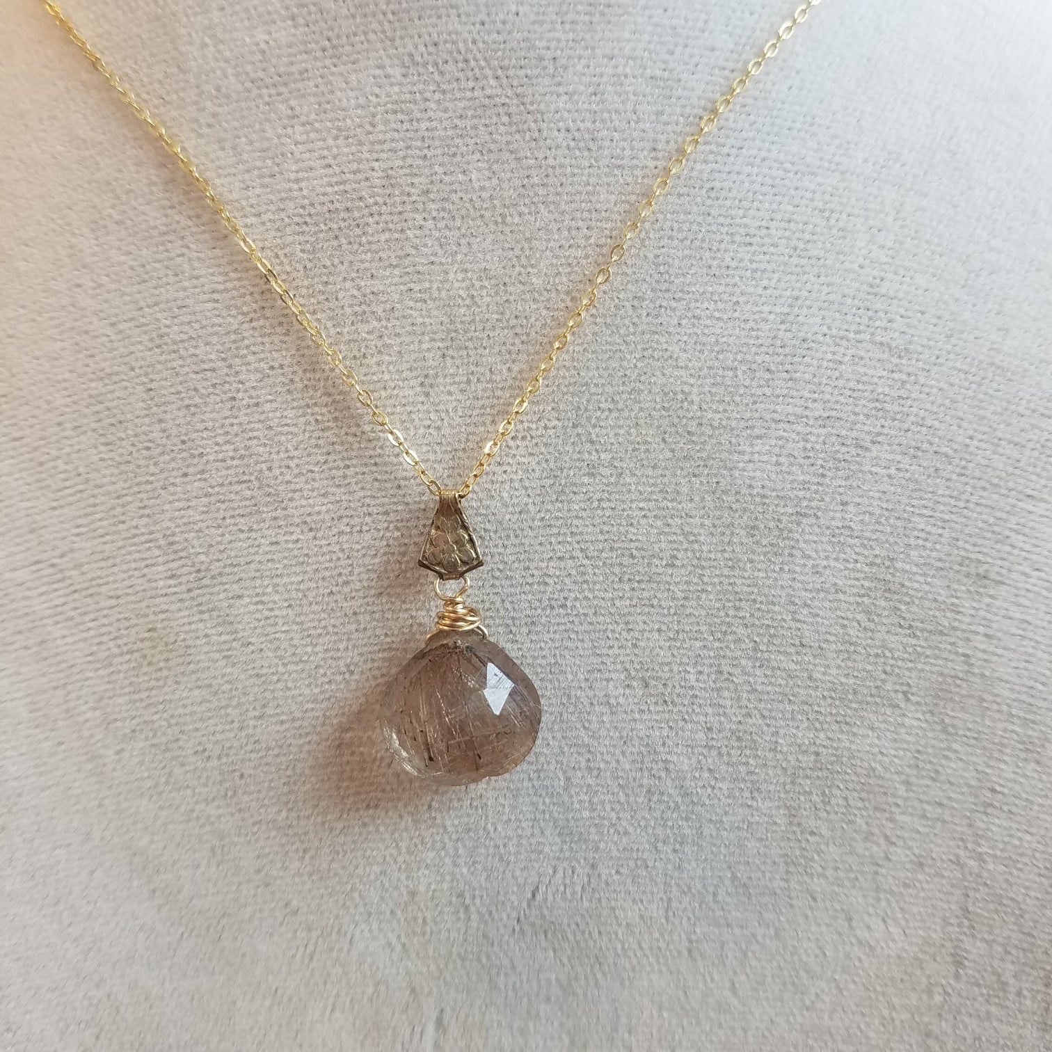 Rutilated Quartz necklace, handcrafted by Antiqua Jewelry