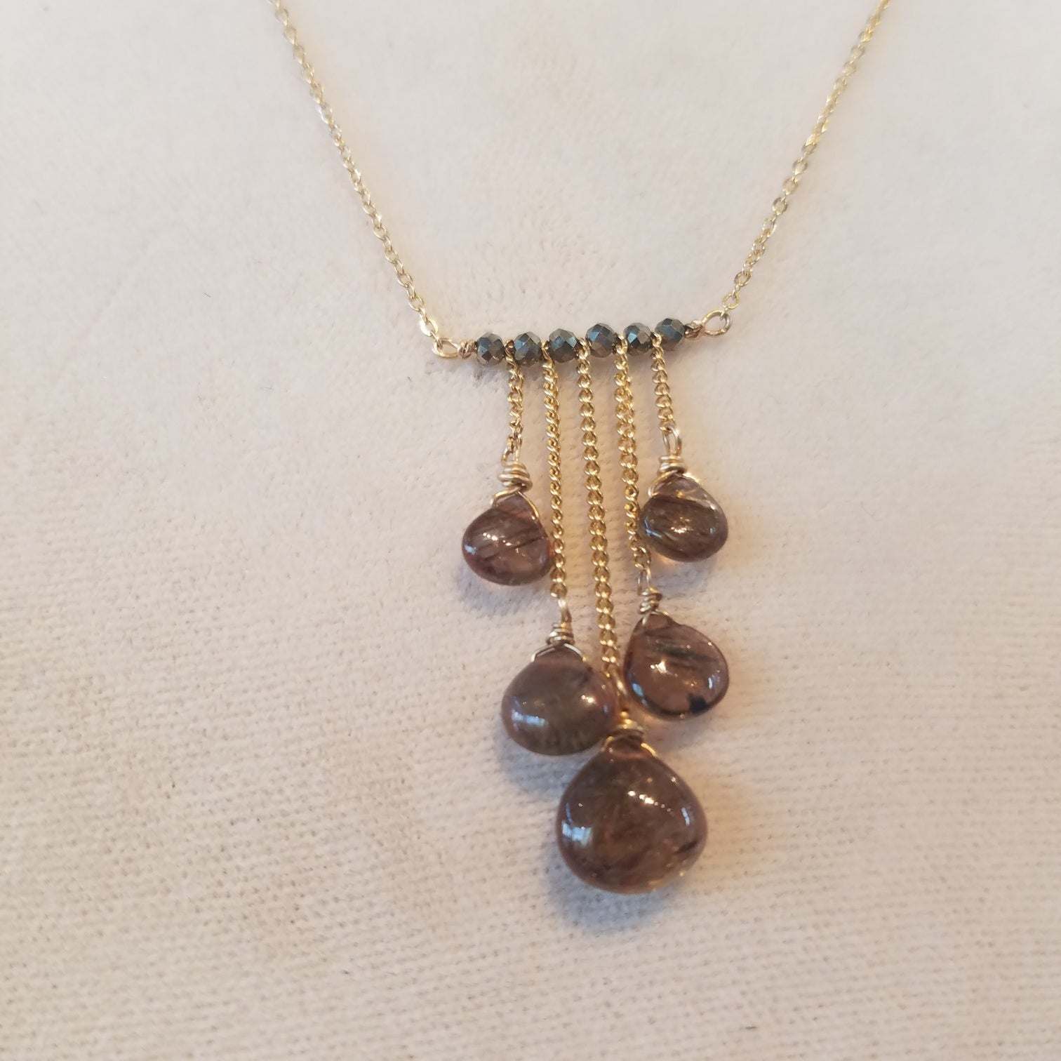 Golden Andelusite necklace, handcrafted by Antiqua Jewelry