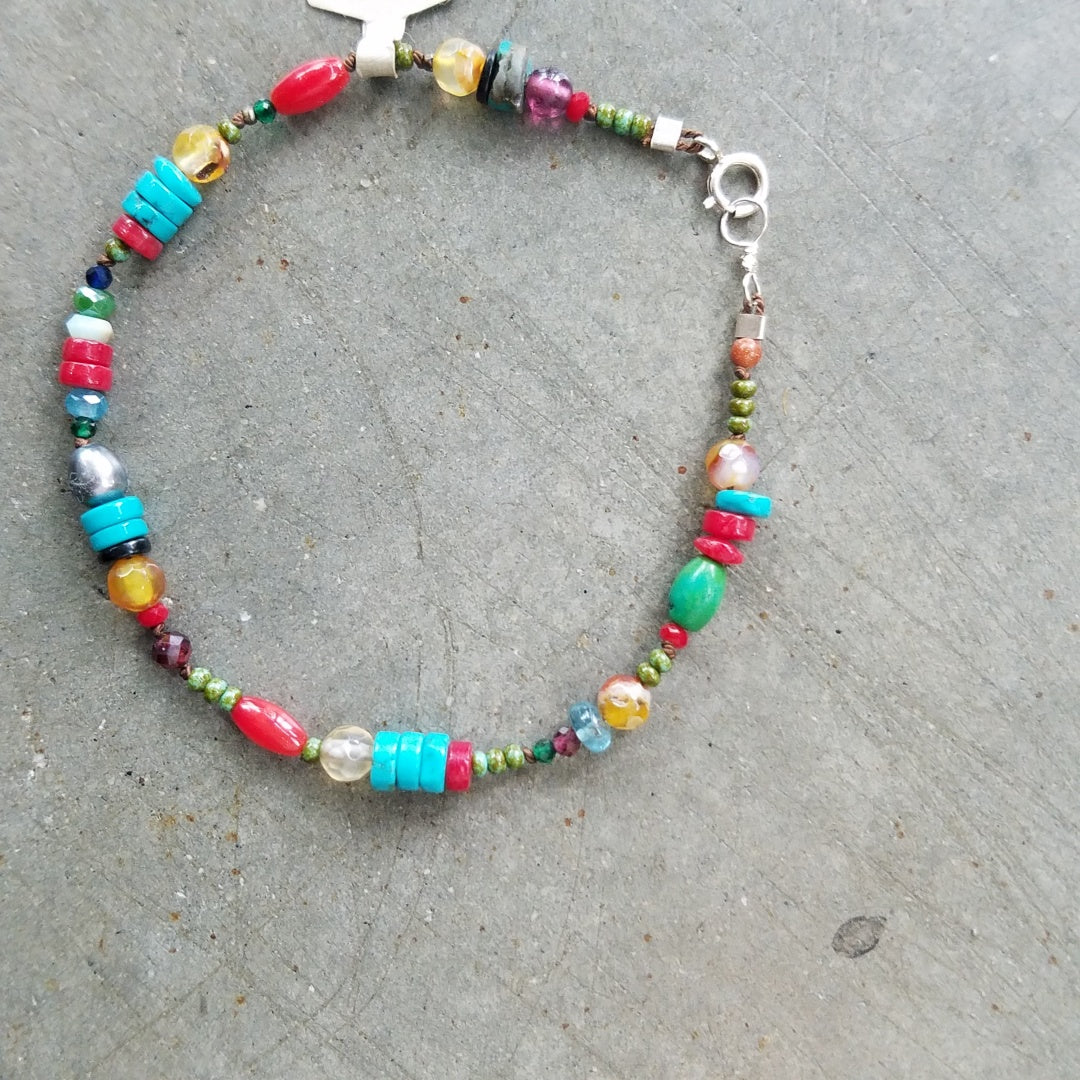 Multi Turquoise bracelet in blue, handcrafted by Antiqua Jewelry